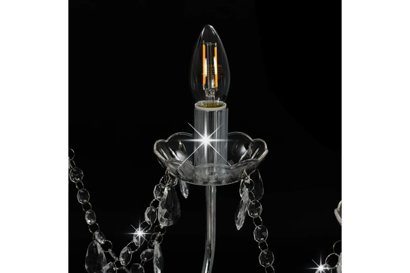 Lysekrone med perler sølv 12 x E14 prer - Silver - Belysning - Innendørsbelysning & Lamper - Taklampe - Krystallkrone & takkrone