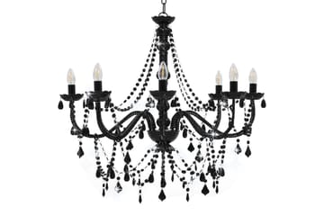 Lysekrone med perler svart 8 x E14 prer - Svart - Belysning - Innendørsbelysning & Lamper - Taklampe - Krystallkrone & takkrone