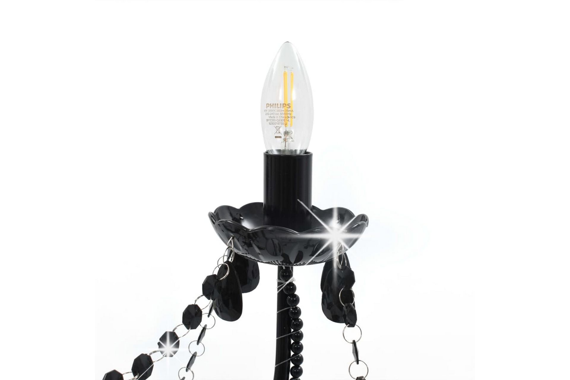 Lysekrone med perler svart 8 x E14 prer - Svart - Belysning - Innendørsbelysning & Lamper - Taklampe - Krystallkrone & takkrone