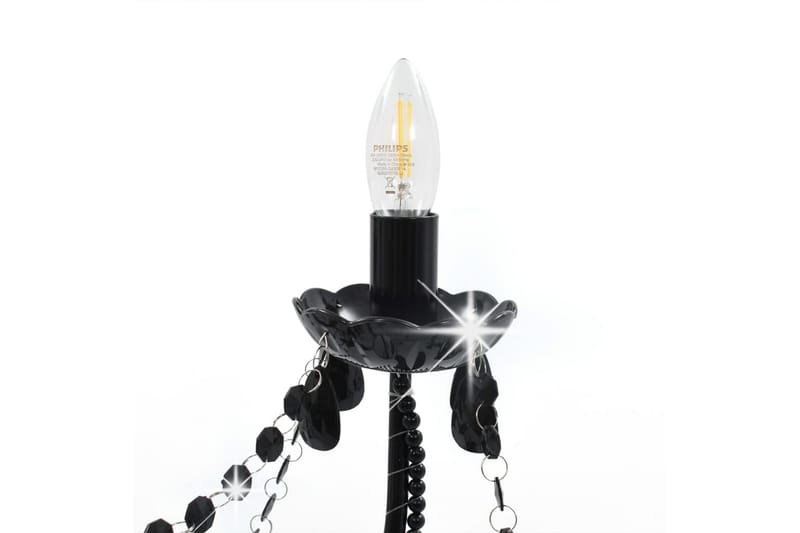 Lysekrone med perler svart 8 x E14 prer - Svart - Belysning - Innendørsbelysning & Lamper - Taklampe - Krystallkrone & takkrone