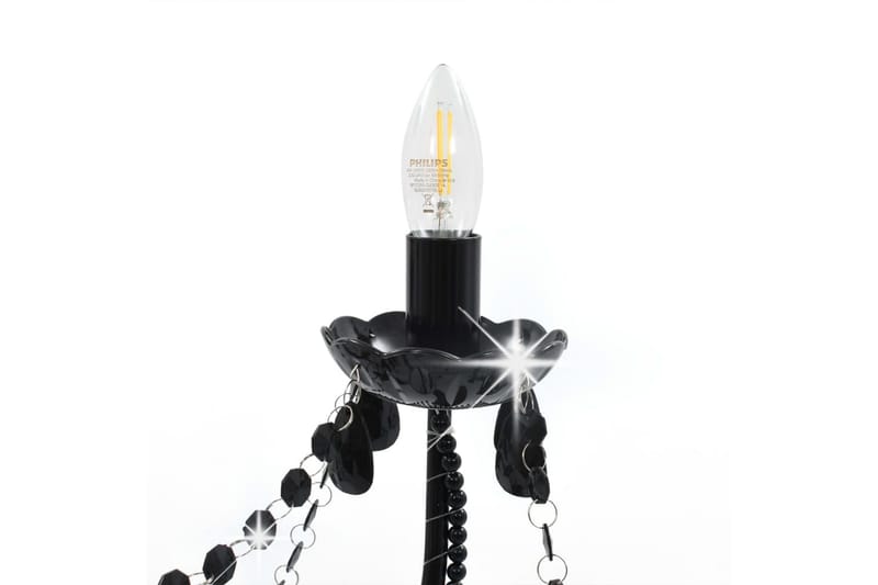 Lysekrone med perler svart 8 x E14 prer - Svart - Krystallkrone & takkrone - Stuelampe - Soveromslampe