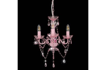 Lysekrone med perler rosa rund 3 x E14 - Rosa - Belysning - Innendørsbelysning & Lamper - Taklampe - Krystallkrone & takkrone