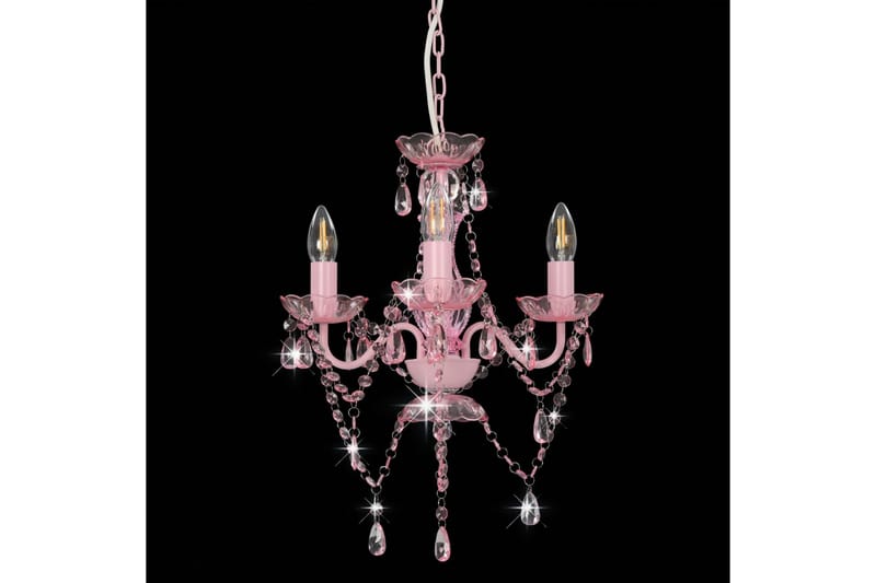 Lysekrone med perler rosa rund 3 x E14 - Rosa - Belysning - Innendørsbelysning & Lamper - Taklampe - Krystallkrone & takkrone