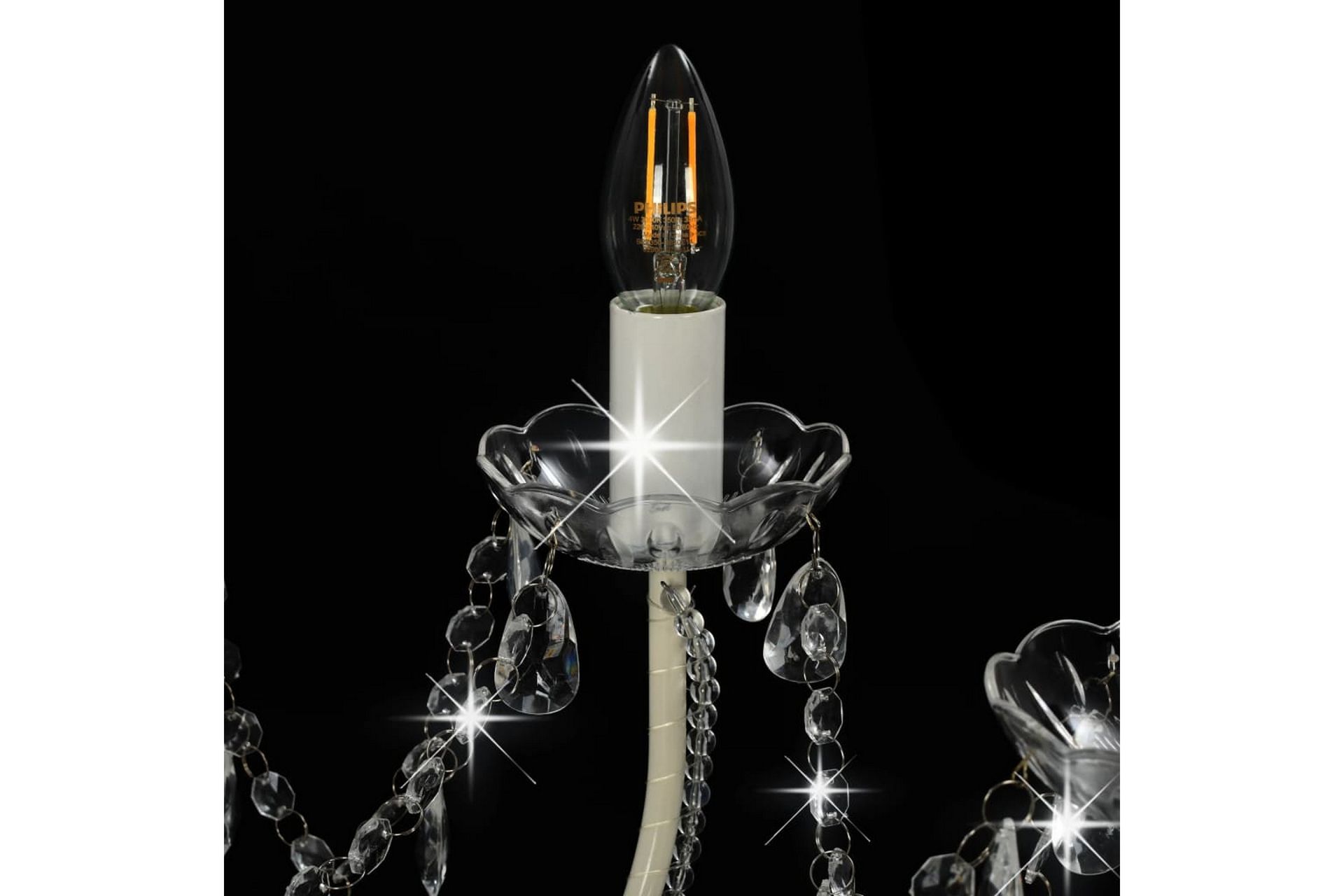 Lysekrone med perler hvit 12 x E14 prer - Hvit - Belysning - Innendørsbelysning & Lamper - Taklampe - Krystallkrone & takkrone