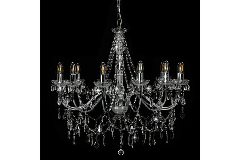 Lysekrone med perler sølv 12 x E14 prer - Silver - Belysning - Innendørsbelysning & Lamper - Taklampe - Krystallkrone & takkrone