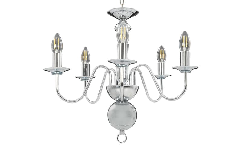 Lysekrone sølv 5 x E14 lysprer - Silver - Belysning - Innendørsbelysning & Lamper - Taklampe - Krystallkrone & takkrone