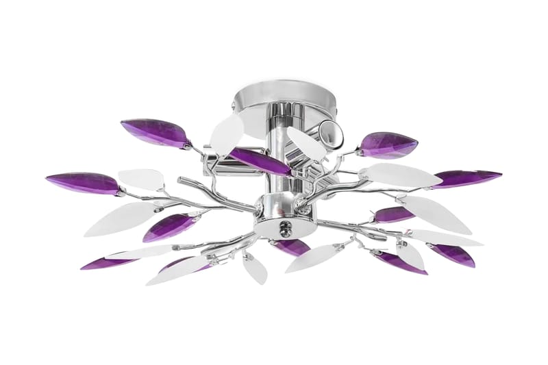 Taklampe med krystalløv i hvit og lilla 3 E14-lysprer - Belysning - Innendørsbelysning & Lamper - Taklampe - Krystallkrone & takkrone