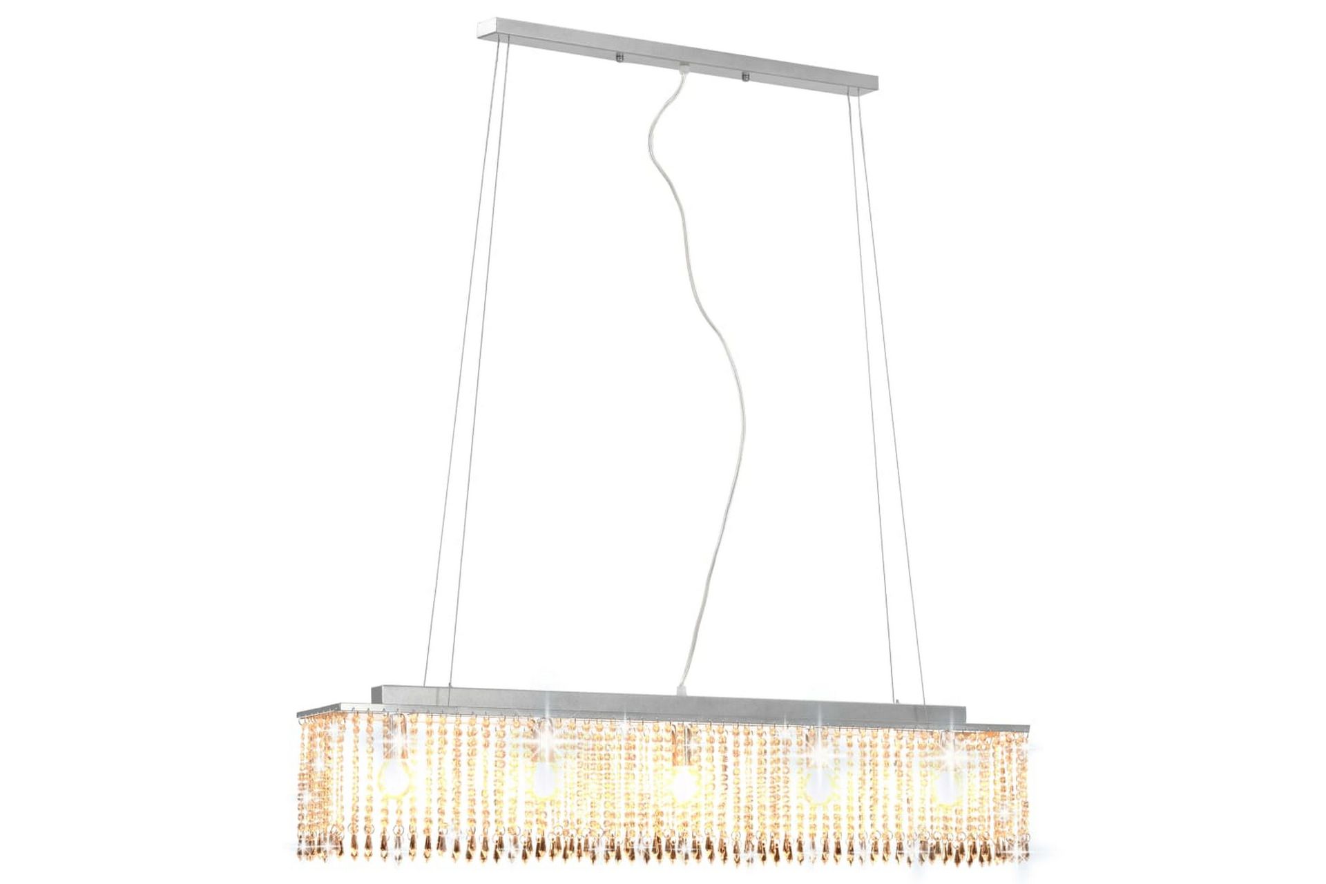 Taklampe med krystallperler sølv 104 cm E14 - Silver - Belysning - Innendørsbelysning & Lamper - Taklampe - Krystallkrone & takkrone