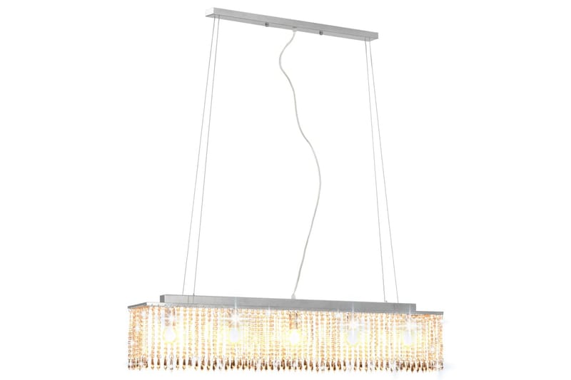 Taklampe med krystallperler sølv 104 cm E14 - Silver - Krystallkrone & takkrone - Stuelampe - Soveromslampe