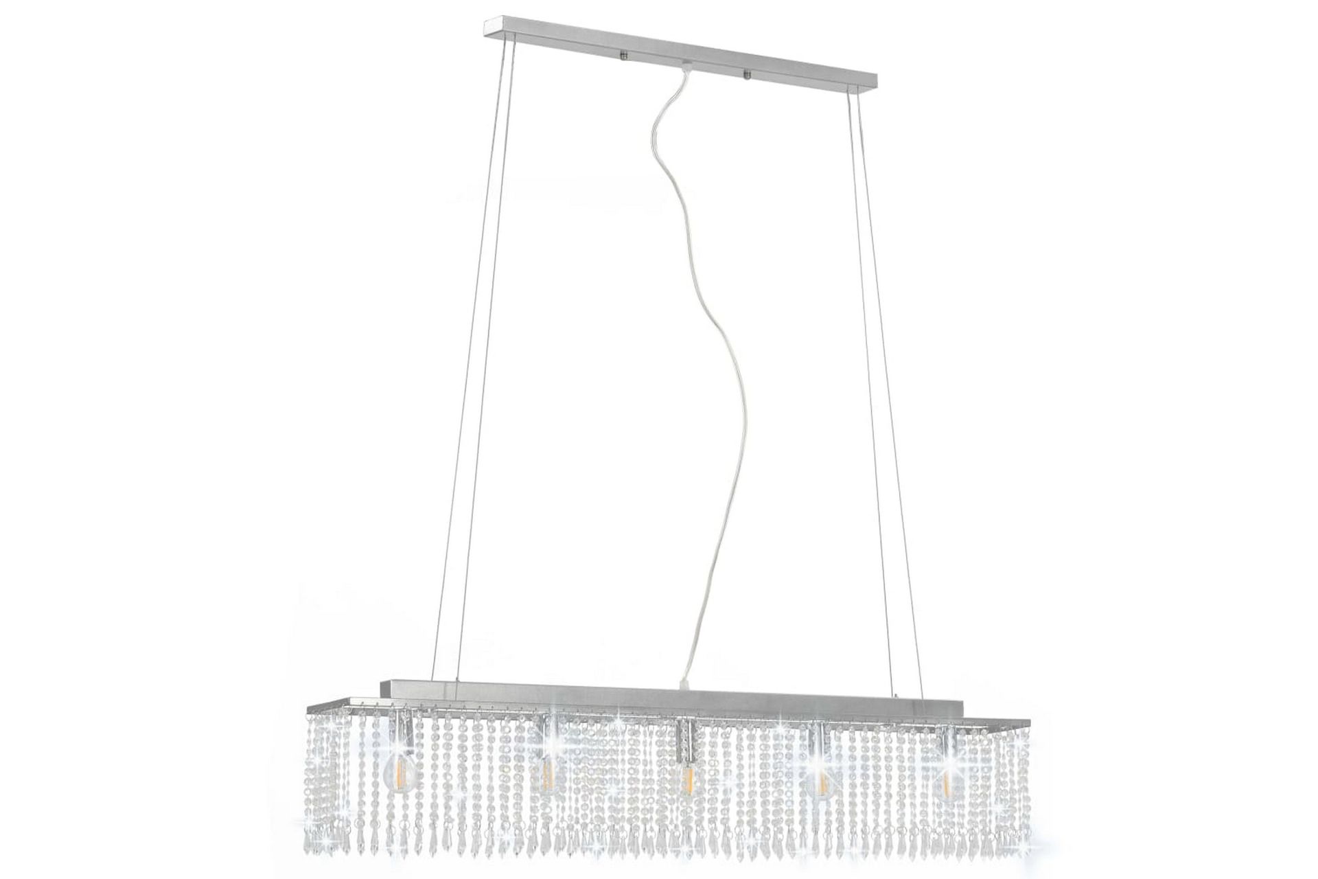 Taklampe med krystallperler sølv 104 cm E14 - Silver - Belysning - Innendørsbelysning & Lamper - Taklampe - Krystallkrone & takkrone