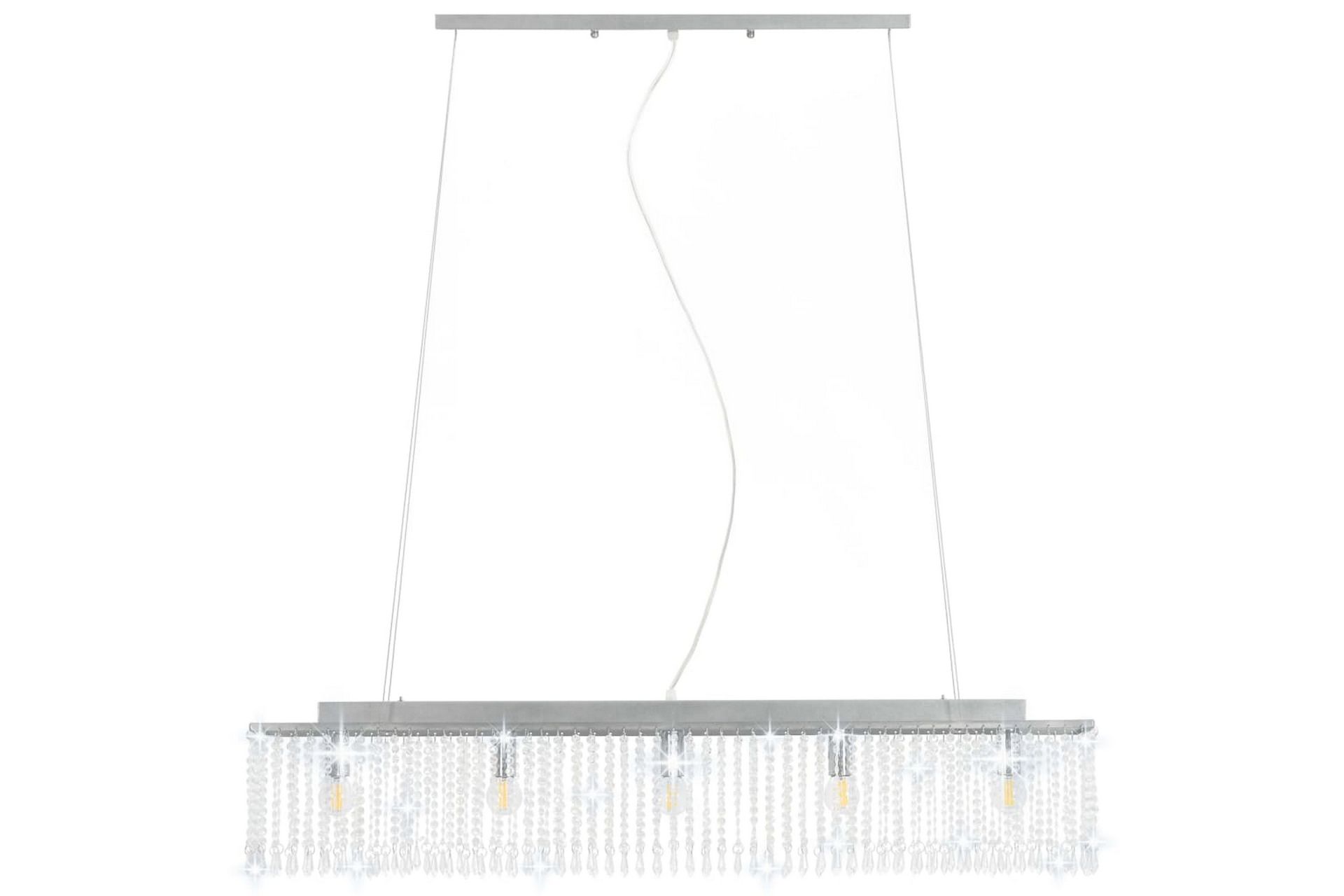 Taklampe med krystallperler sølv 104 cm E14 - Silver - Belysning - Innendørsbelysning & Lamper - Taklampe - Krystallkrone & takkrone