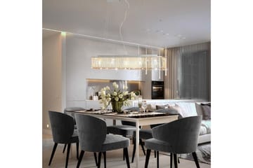 Taklampe med krystallperler sølv 104 cm E14 - Silver - Belysning - Innendørsbelysning & Lamper - Taklampe - Krystallkrone & takkrone
