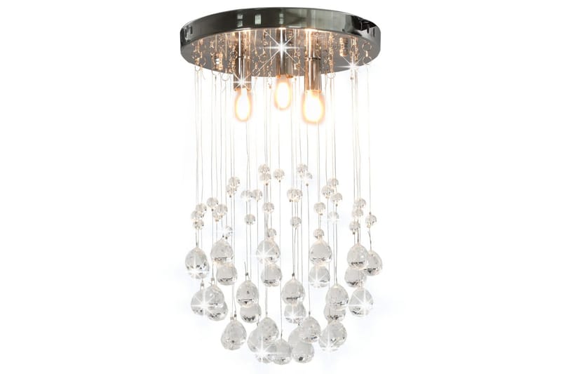 Taklampe med krystallperler sølv sfrisk 3 x G9 lysprer - Silver - Belysning - Innendørsbelysning & Lamper - Taklampe - Krystallkrone & takkrone