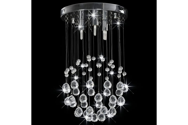 Taklampe med krystallperler sølv sfrisk 3 x G9 lysprer - Silver - Belysning - Innendørsbelysning & Lamper - Taklampe - Krystallkrone & takkrone