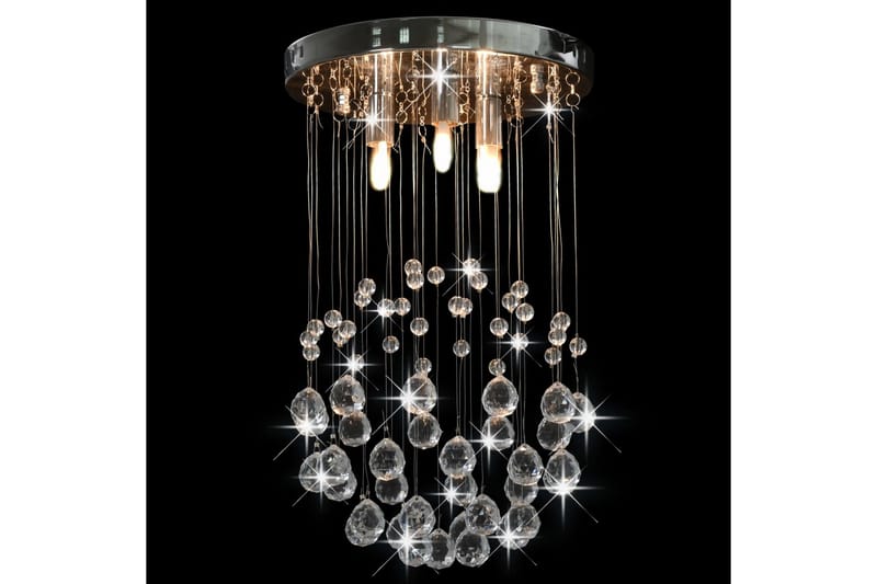 Taklampe med krystallperler sølv sfrisk 3 x G9 lysprer - Silver - Belysning - Innendørsbelysning & Lamper - Taklampe - Krystallkrone & takkrone