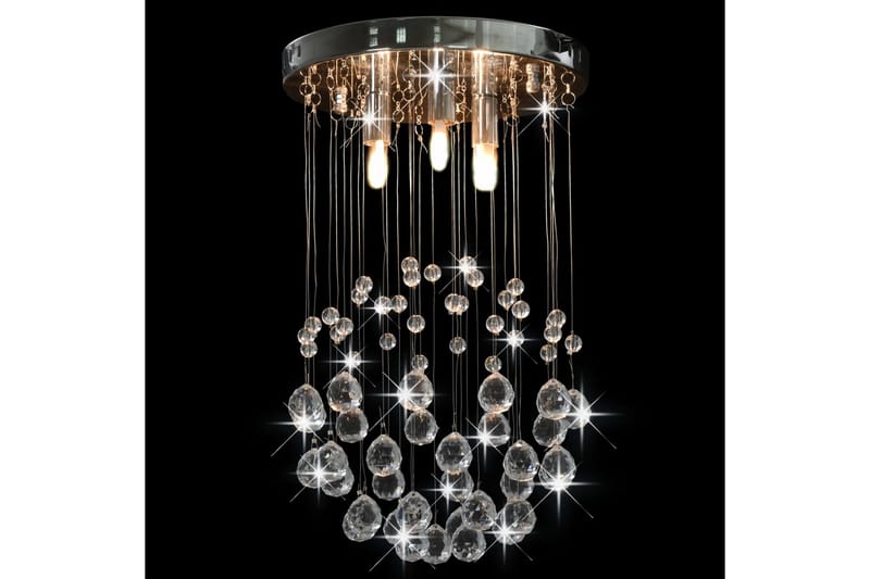 Taklampe med krystallperler sølv sfrisk 3 x G9 lysprer - Silver - Krystallkrone & takkrone - Stuelampe - Soveromslampe
