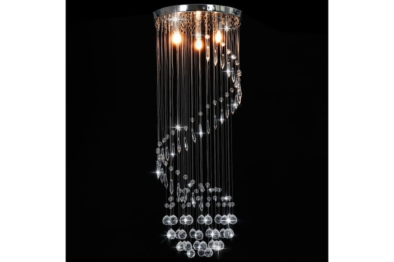 Taklampe med krystallperler sølv spiral G9 - Silver - Krystallkrone & takkrone - Stuelampe - Soveromslampe