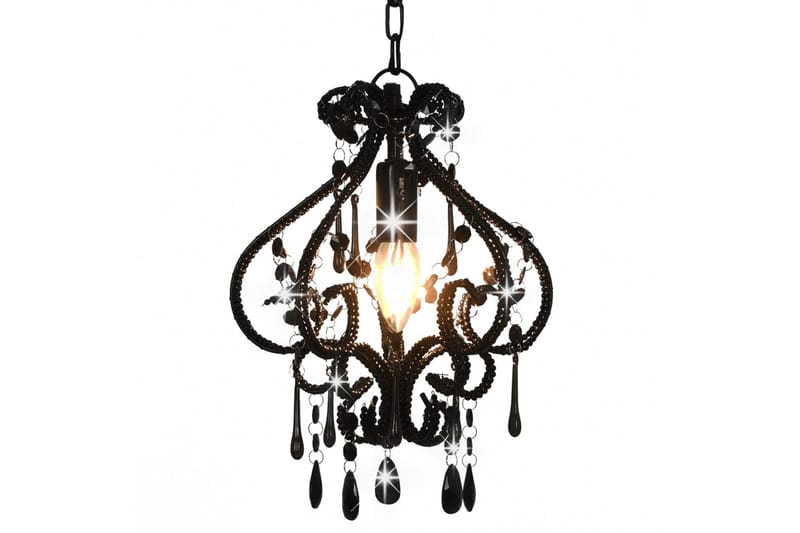 Taklampe med perler svart rund E14 - Svart - Belysning - Innendørsbelysning & Lamper - Taklampe - Krystallkrone & takkrone