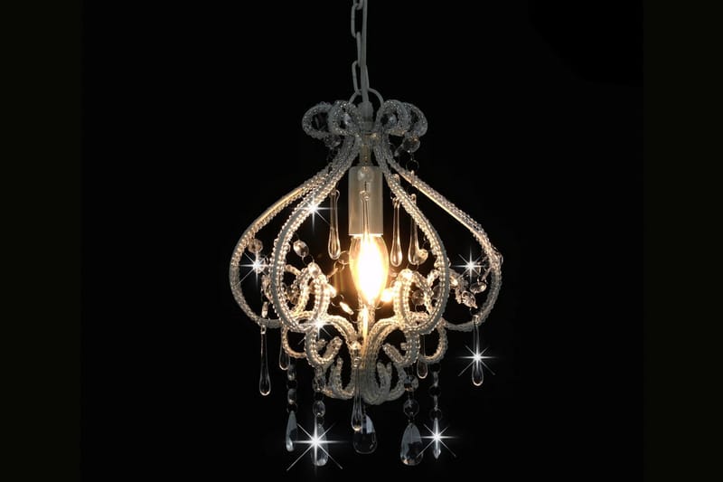 Taklampe med perler hvit rund E14 - Hvit - Belysning - Innendørsbelysning & Lamper - Taklampe - Krystallkrone & takkrone