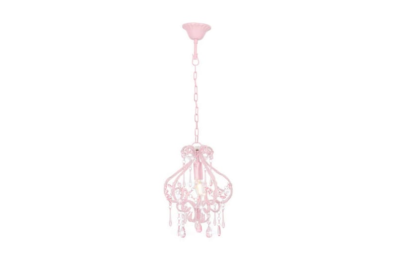 Taklampe med perler rosa rund E14 - Rosa - Belysning - Innendørsbelysning & Lamper - Taklampe - Krystallkrone & takkrone