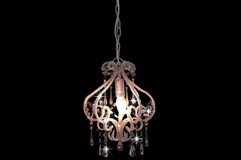 Taklampe med perler rosa rund E14 - Rosa - Belysning - Innendørsbelysning & Lamper - Taklampe - Krystallkrone & takkrone