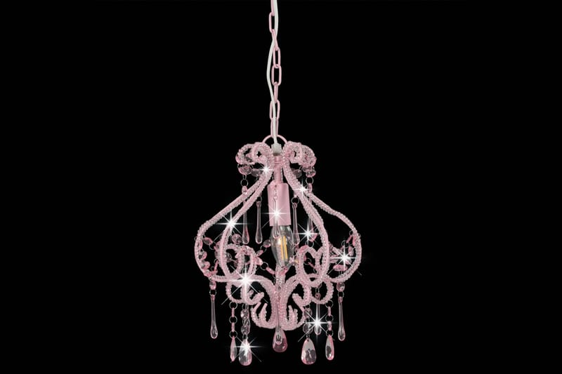 Taklampe med perler rosa rund E14 - Rosa - Belysning - Innendørsbelysning & Lamper - Taklampe - Krystallkrone & takkrone