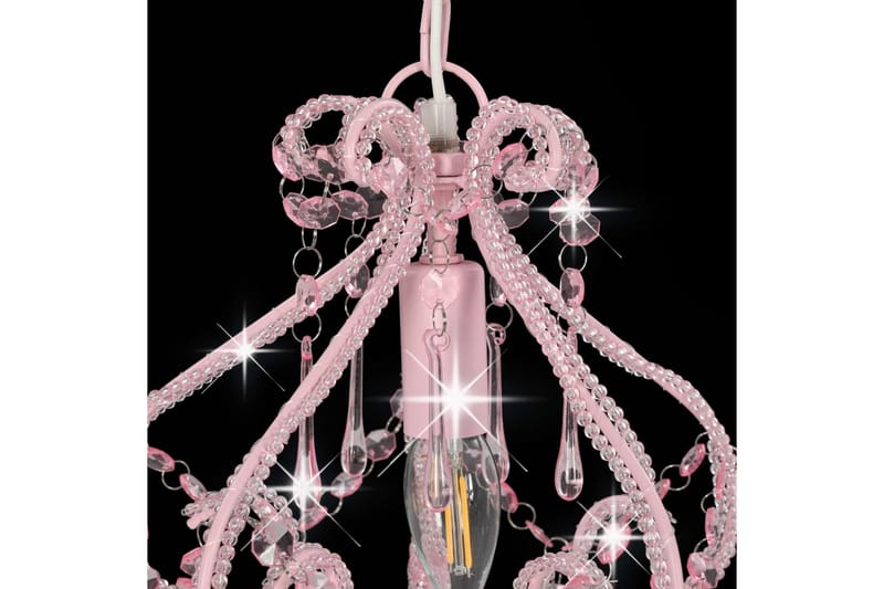 Taklampe med perler rosa rund E14 - Rosa - Belysning - Innendørsbelysning & Lamper - Taklampe - Krystallkrone & takkrone