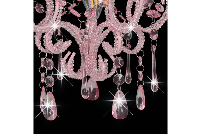 Taklampe med perler rosa rund E14 - Rosa - Stuelampe - Krystallkrone & takkrone - Soveromslampe