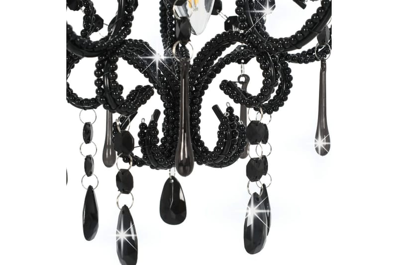 Taklampe med perler svart rund E14 - Svart - Belysning - Innendørsbelysning & Lamper - Taklampe - Krystallkrone & takkrone