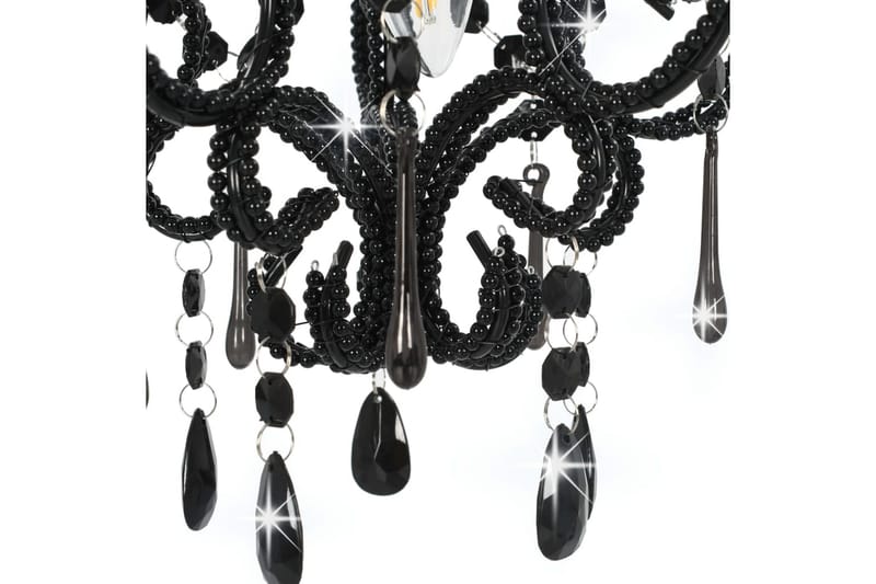 Taklampe med perler svart rund E14 - Svart - Krystallkrone & takkrone - Stuelampe - Soveromslampe