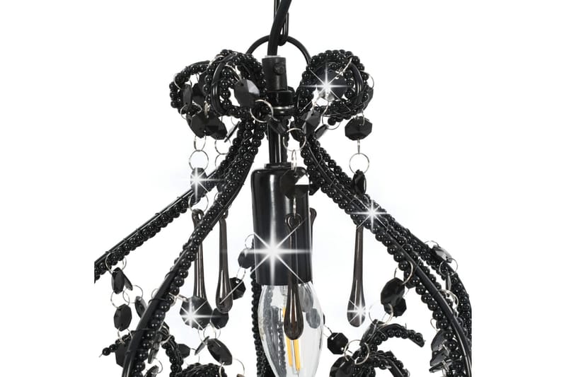 Taklampe med perler svart rund E14 - Svart - Belysning - Innendørsbelysning & Lamper - Taklampe - Krystallkrone & takkrone