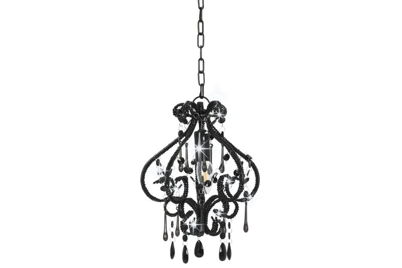 Taklampe med perler svart rund E14 - Svart - Belysning - Innendørsbelysning & Lamper - Taklampe - Krystallkrone & takkrone