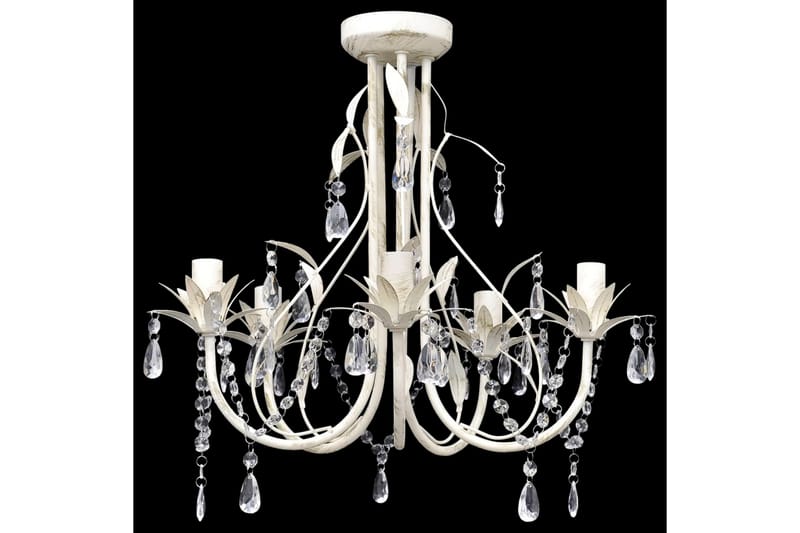 Taklampe/lysekrone elegant 5 stikkontakter - Antikkhvit - Belysning - Innendørsbelysning & Lamper - Taklampe - Krystallkrone & takkrone