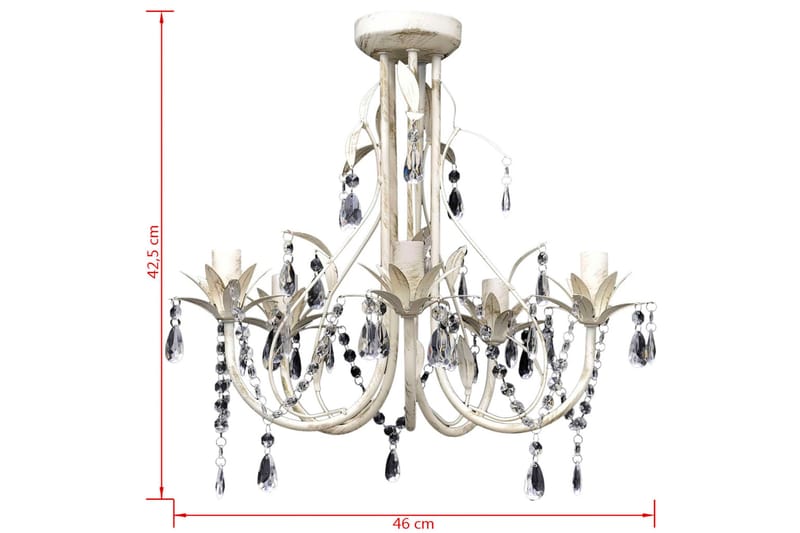 Taklampe/lysekrone elegant 5 stikkontakter - Antikkhvit - Belysning - Innendørsbelysning & Lamper - Taklampe - Krystallkrone & takkrone