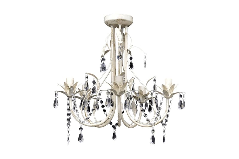 Taklampe/lysekrone elegant 5 stikkontakter - Antikkhvit - Belysning - Innendørsbelysning & Lamper - Taklampe - Krystallkrone & takkrone