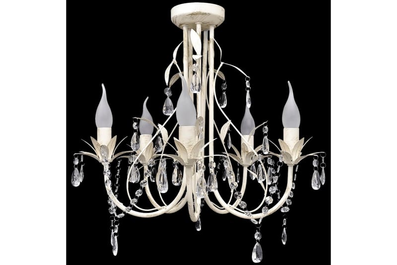Taklampe/lysekrone elegant 5 stikkontakter - Antikkhvit - Belysning - Innendørsbelysning & Lamper - Taklampe - Krystallkrone & takkrone