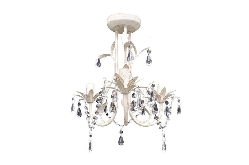 Taklampe/lysekrone elegant hvit - Antikkhvit - Belysning - Innendørsbelysning & Lamper - Taklampe - Krystallkrone & takkrone
