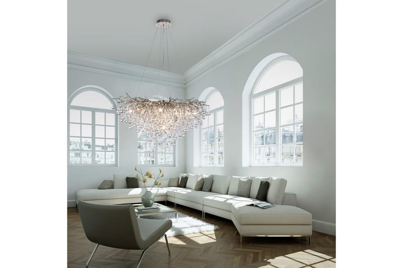 Lysekrone Icicle - 50x250x100 cm, Stål - Belysning - Innendørsbelysning & Lamper - Taklampe - Krystallkrone & takkrone
