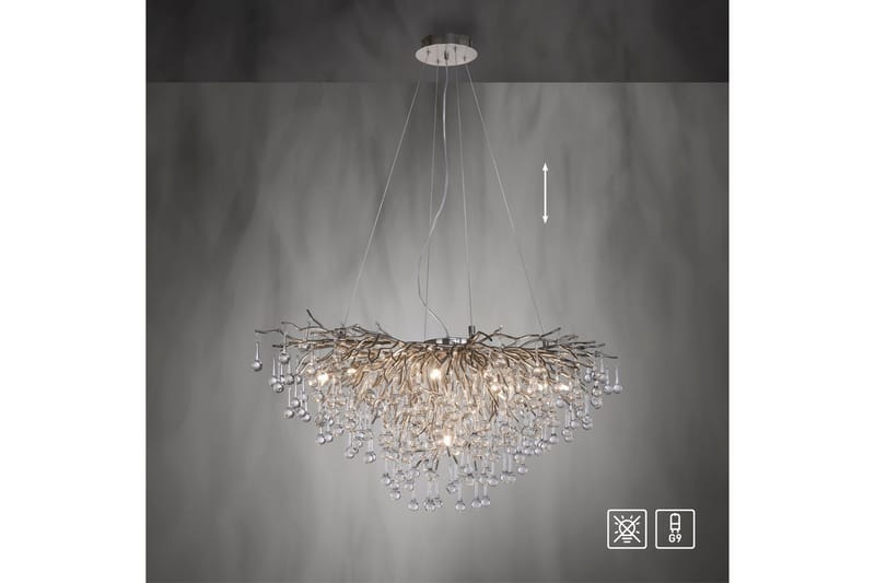 Lysekrone Icicle - 50x250x100 cm, Stål - Belysning - Innendørsbelysning & Lamper - Taklampe - Krystallkrone & takkrone