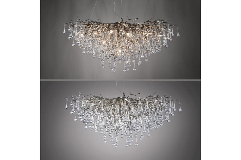 Lysekrone Icicle - 50x250x100 cm, Stål - Belysning - Innendørsbelysning & Lamper - Taklampe - Krystallkrone & takkrone