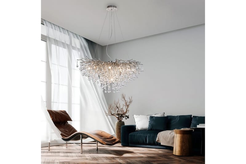 Lysekrone Icicle - 50x250x100 cm, Stål - Belysning - Innendørsbelysning & Lamper - Taklampe - Krystallkrone & takkrone