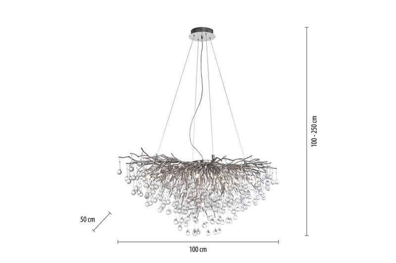 Lysekrone Icicle - 50x250x100 cm, Stål - Belysning - Innendørsbelysning & Lamper - Taklampe - Krystallkrone & takkrone