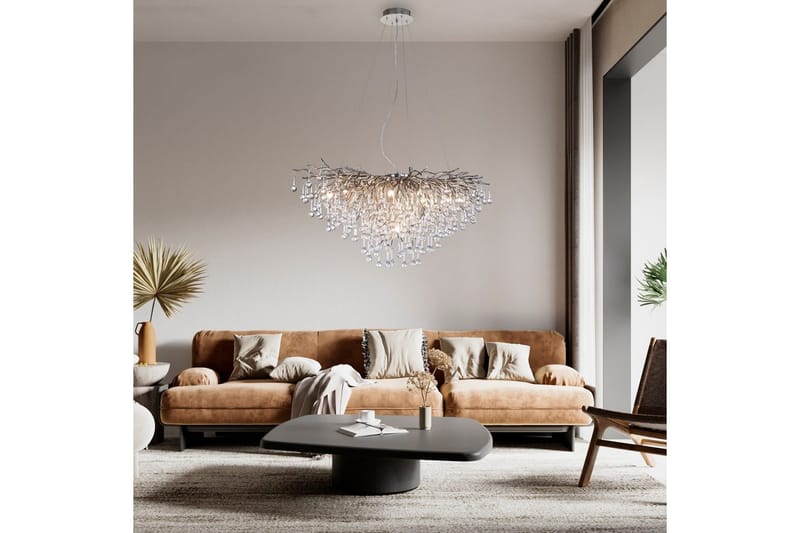 Lysekrone Icicle - 50x250x100 cm, Stål - Belysning - Innendørsbelysning & Lamper - Taklampe - Krystallkrone & takkrone