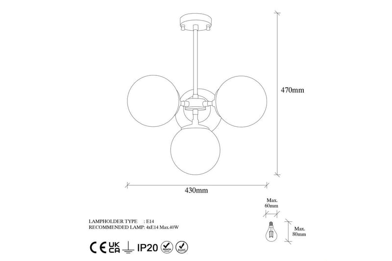 Lysekrone Seliorville Tre Stikkontakt - Tre Stikkontakt - Belysning - Innendørsbelysning & Lamper - Taklampe - Pendellamper & Hengelamper