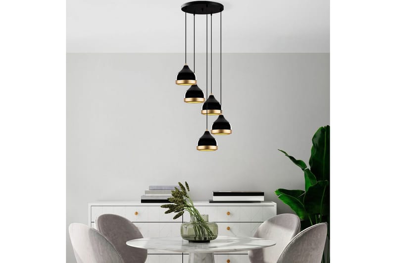 Lysekrone Soodni Fem Sirkel Svart - Svart - Belysning - Innendørsbelysning & Lamper - Taklampe - Pendellamper & Hengelamper
