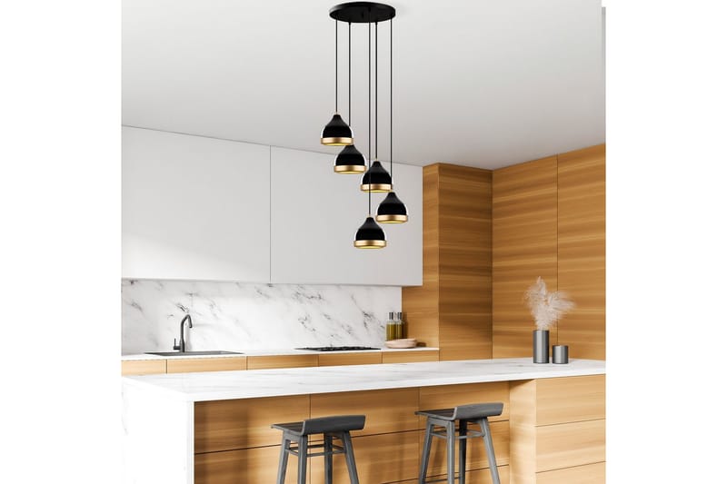 Lysekrone Soodni Fem Sirkel Svart - Svart - Belysning - Innendørsbelysning & Lamper - Taklampe - Pendellamper & Hengelamper