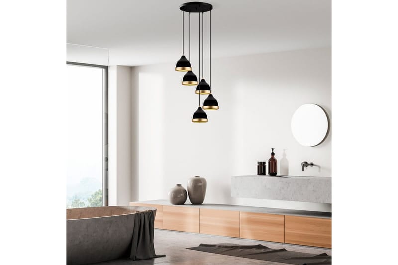 Lysekrone Soodni Fem Sirkel Svart - Svart - Belysning - Innendørsbelysning & Lamper - Taklampe - Pendellamper & Hengelamper