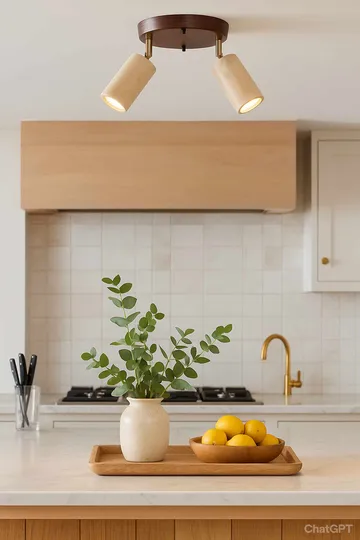 Nurtane taklampe - Beige og Valnøtt - Belysning - Innendørsbelysning & Lamper - Taklampe - Krystallkrone & takkrone