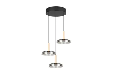 Pendel TRIO Celeste 3-delt, Matt svart/krom/tre - 3-delt, Matt svart/krom/tre - Belysning - Innendørsbelysning & Lamper - Taklampe - Pendellamper & Hengelamper