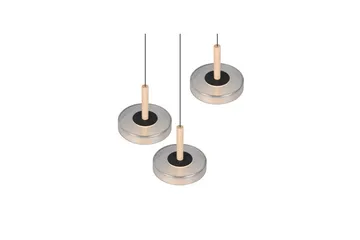 Pendel TRIO Celeste 3-delt, Matt svart/krom/tre - 3-delt, Matt svart/krom/tre - Belysning - Innendørsbelysning & Lamper - Taklampe - Pendellamper & Hengelamper